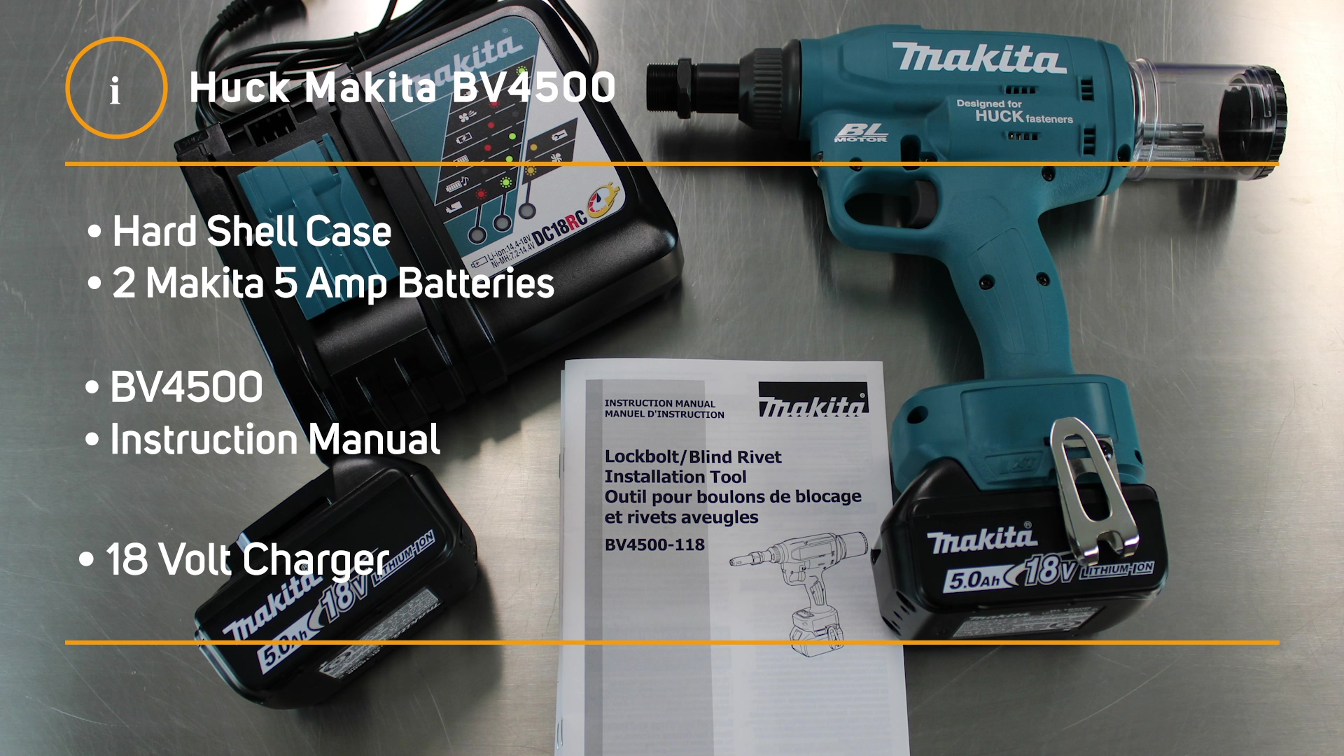Video Unboxing the Huck Makita BV4500 18V Lockbolt Tool